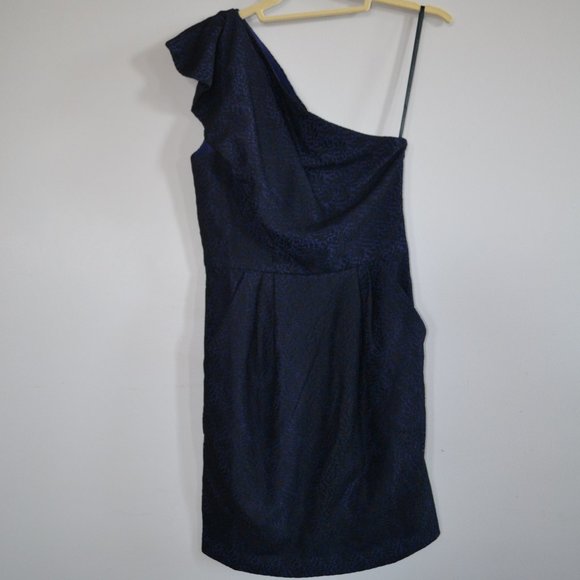 Deep Blue One-Shouldered Party Dress - Picture 1 of 4